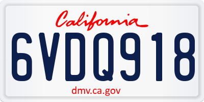 CA license plate 6VDQ918