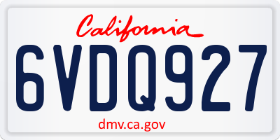 CA license plate 6VDQ927