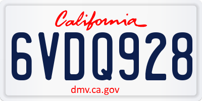 CA license plate 6VDQ928