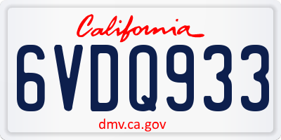 CA license plate 6VDQ933