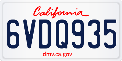 CA license plate 6VDQ935
