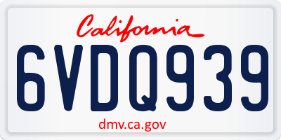 CA license plate 6VDQ939