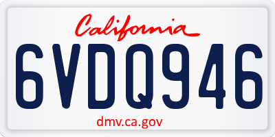 CA license plate 6VDQ946