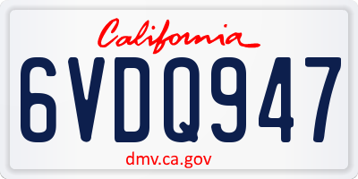 CA license plate 6VDQ947