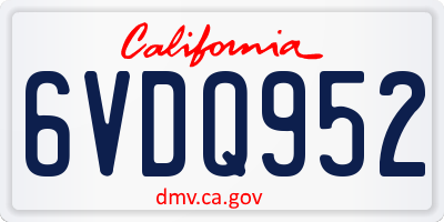 CA license plate 6VDQ952