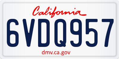CA license plate 6VDQ957