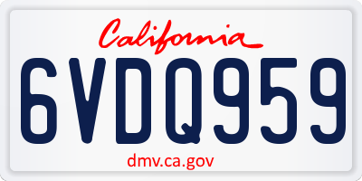 CA license plate 6VDQ959
