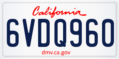 CA license plate 6VDQ960
