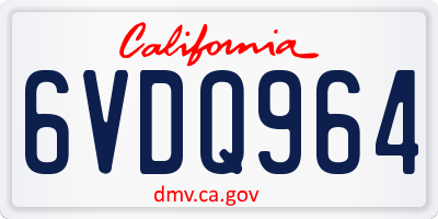 CA license plate 6VDQ964