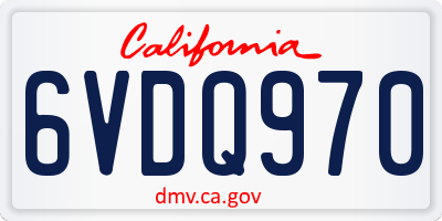 CA license plate 6VDQ970