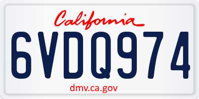 CA license plate 6VDQ974