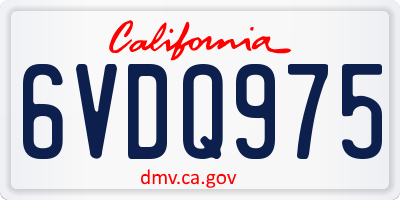 CA license plate 6VDQ975