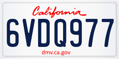 CA license plate 6VDQ977