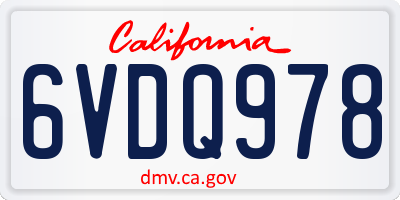 CA license plate 6VDQ978