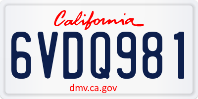 CA license plate 6VDQ981