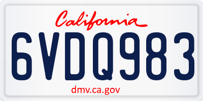 CA license plate 6VDQ983