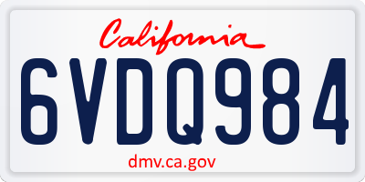 CA license plate 6VDQ984