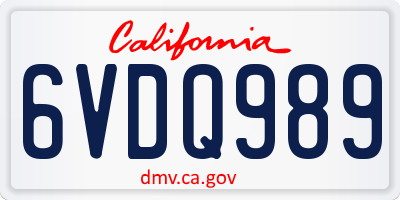CA license plate 6VDQ989
