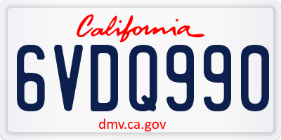 CA license plate 6VDQ990