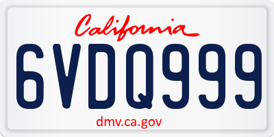 CA license plate 6VDQ999