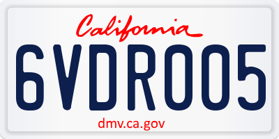 CA license plate 6VDR005