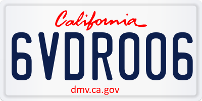 CA license plate 6VDR006
