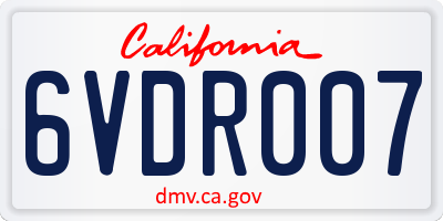 CA license plate 6VDR007