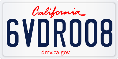 CA license plate 6VDR008