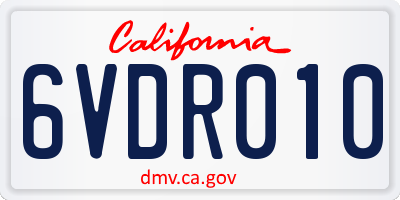 CA license plate 6VDR010