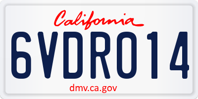 CA license plate 6VDR014