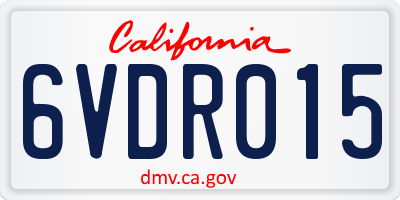 CA license plate 6VDR015