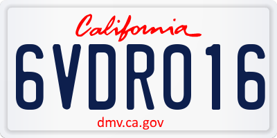 CA license plate 6VDR016