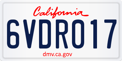 CA license plate 6VDR017