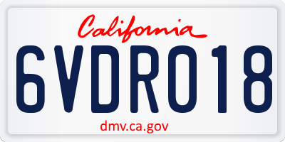 CA license plate 6VDR018