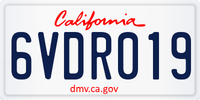 CA license plate 6VDR019
