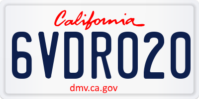 CA license plate 6VDR020