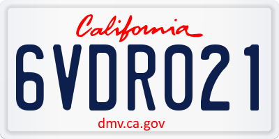 CA license plate 6VDR021