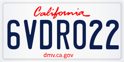 CA license plate 6VDR022