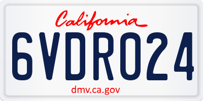 CA license plate 6VDR024