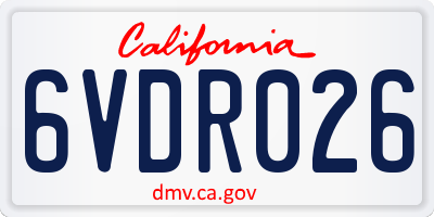 CA license plate 6VDR026