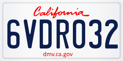 CA license plate 6VDR032