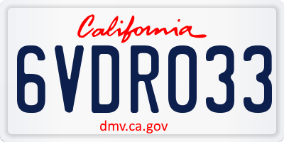 CA license plate 6VDR033