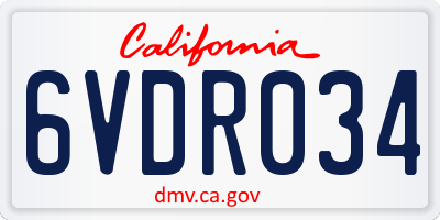 CA license plate 6VDR034