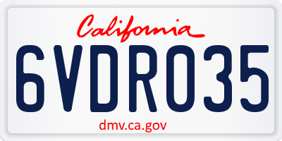 CA license plate 6VDR035