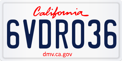 CA license plate 6VDR036