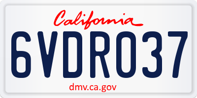 CA license plate 6VDR037