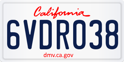 CA license plate 6VDR038
