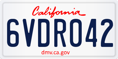 CA license plate 6VDR042