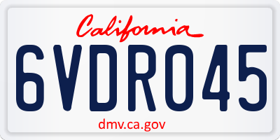 CA license plate 6VDR045