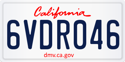 CA license plate 6VDR046